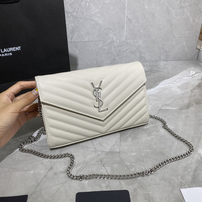 Saint Laurent  Monogram Envelope Bag White