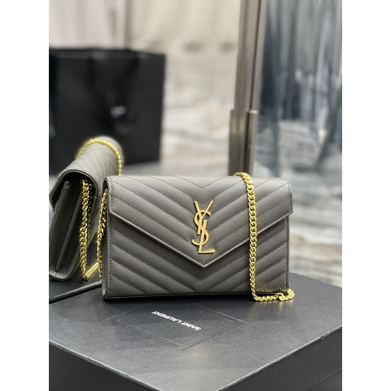 Saint Laurent Monogram Envelope Bag Grey