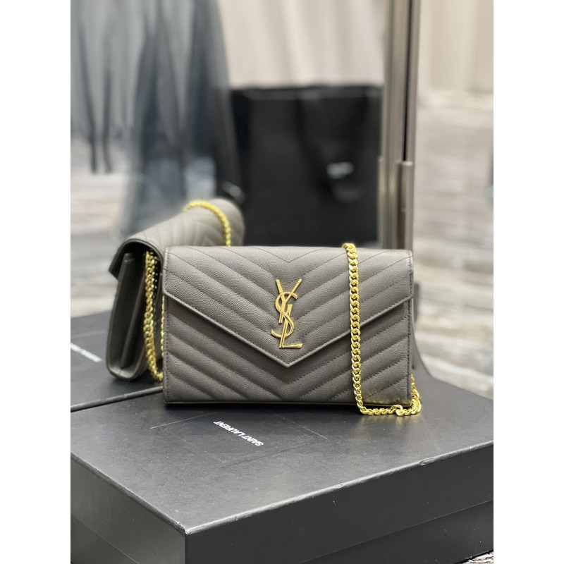 Saint Laurent Monogram Envelope Bag Grey