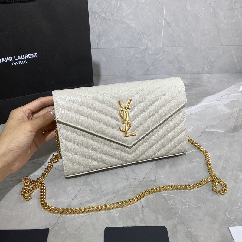 Saint Laurent Loulou Small Quilted Leather Shoulder Bag  White 22.5x14x4cm