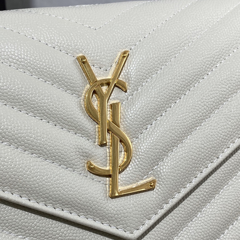 Saint Laurent Loulou Small Quilted Leather Shoulder Bag  White 22.5x14x4cm