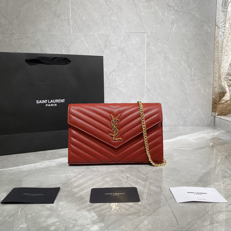 Saint Laurent Monogram Envelope Bag Red