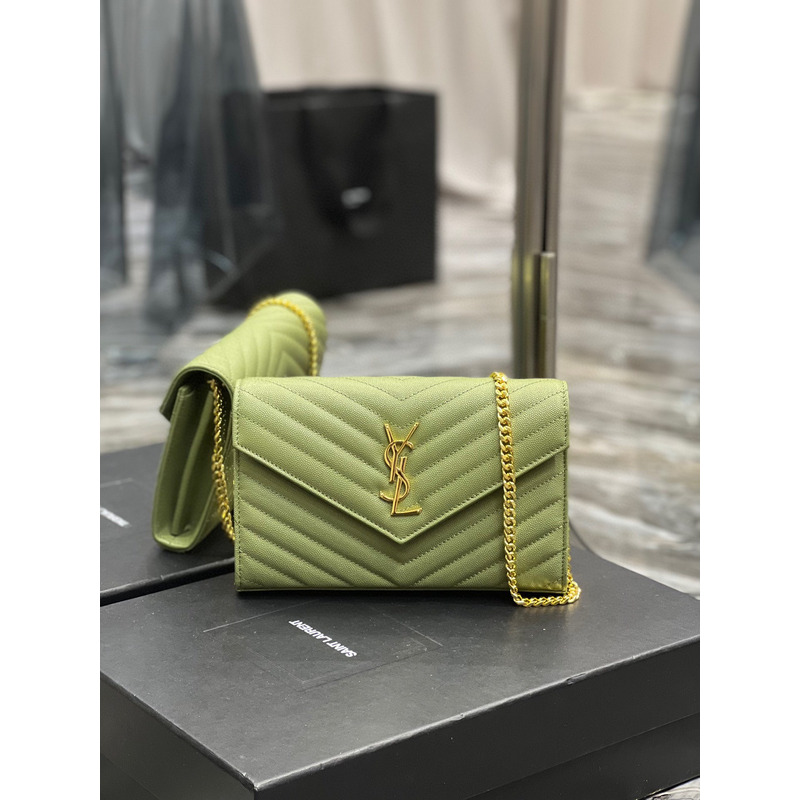 Saint Laurent Monogram Envelope Bag Green