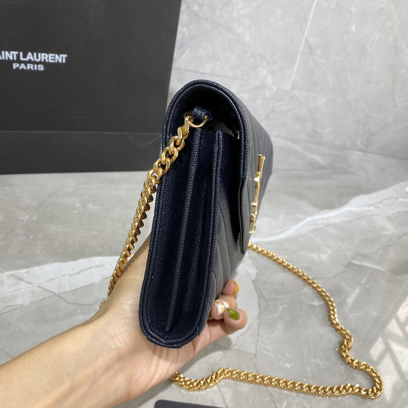 Saint Laurent Monogram Envelope Bag Dark Blue