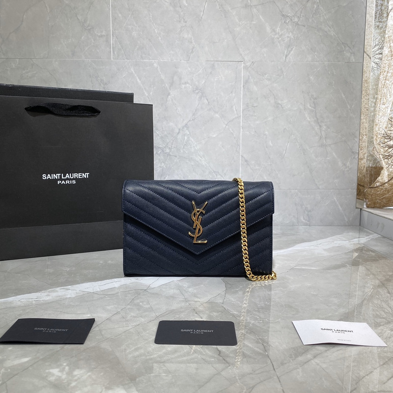 Saint Laurent Monogram Envelope Bag Dark Blue