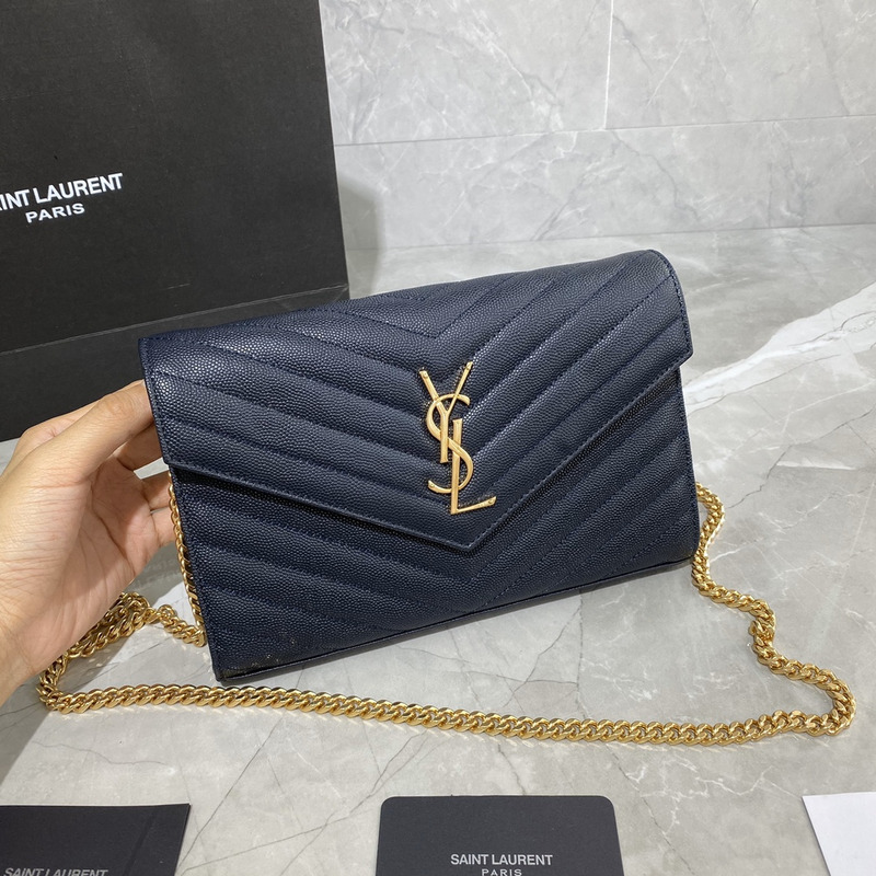 Saint Laurent Monogram Envelope Bag Dark Blue