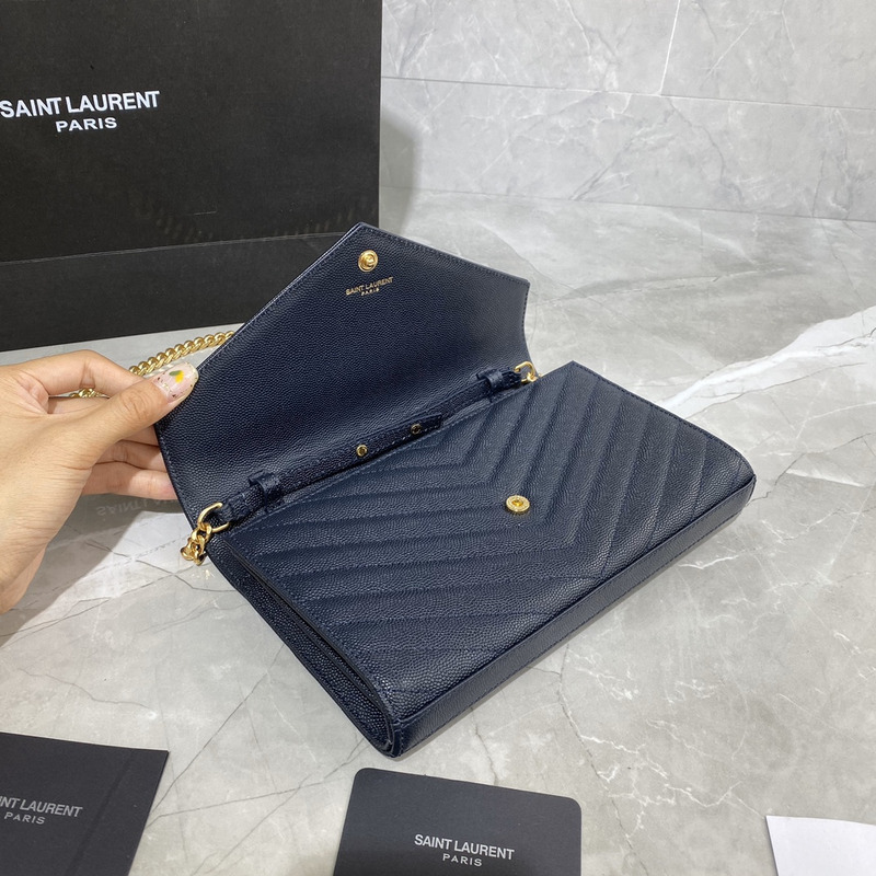 Saint Laurent Monogram Envelope Bag Dark Blue