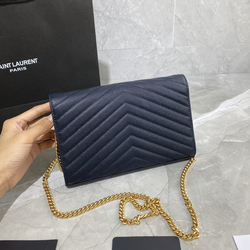 Saint Laurent Monogram Envelope Bag Dark Blue