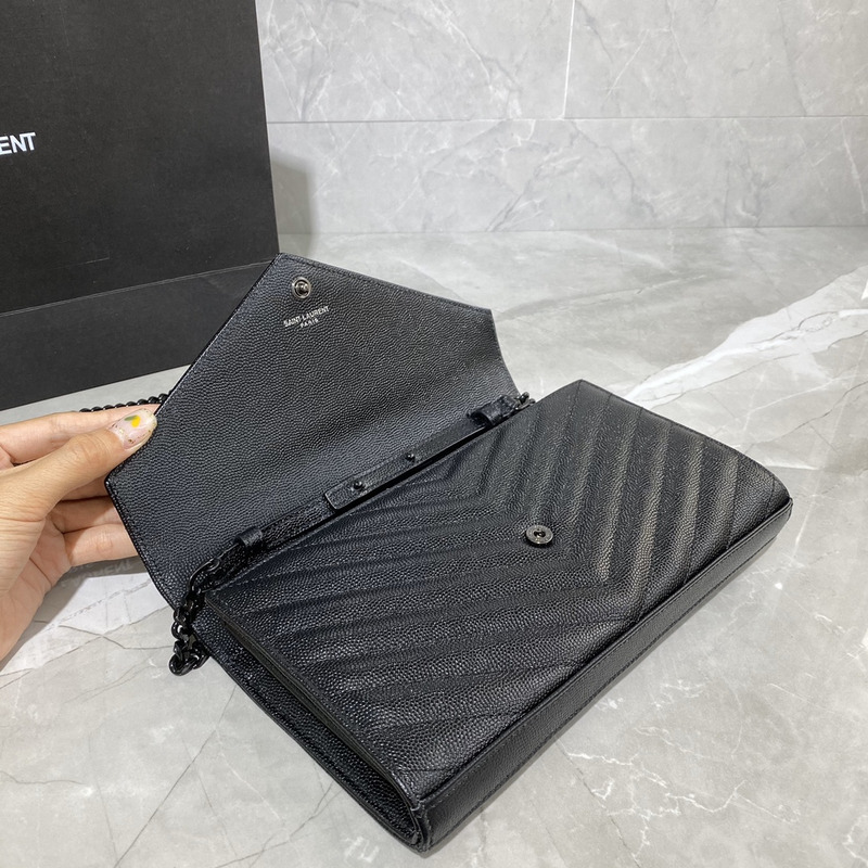 Saint Laurent Caviar Textured Envelope Bag Black