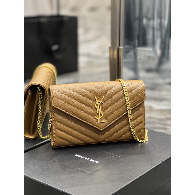 Saint Laurent Monogram Envelope Bag Cinnamon