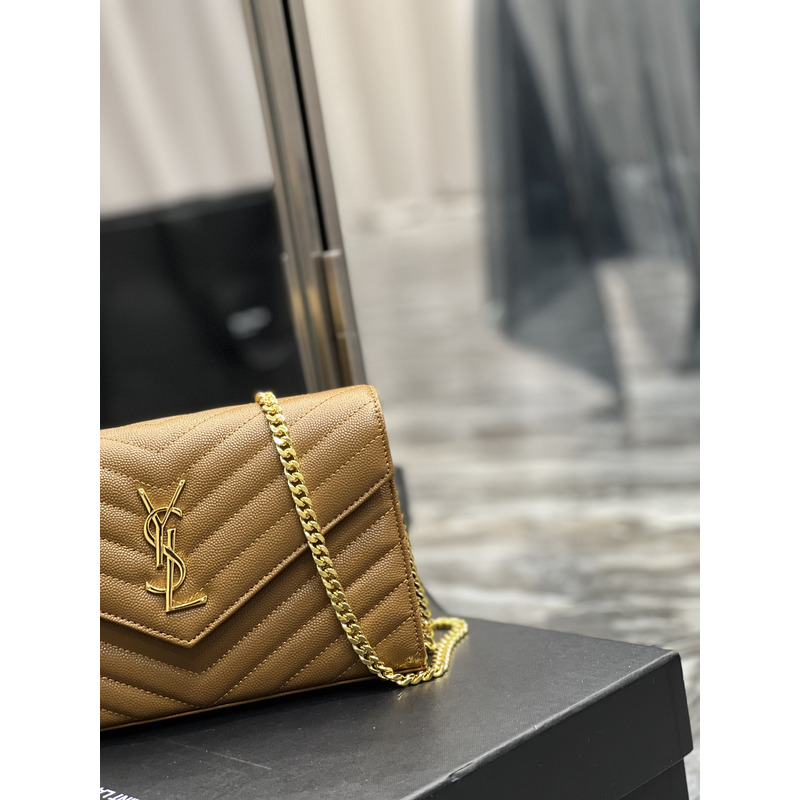 Saint Laurent Monogram Envelope Bag Cinnamon