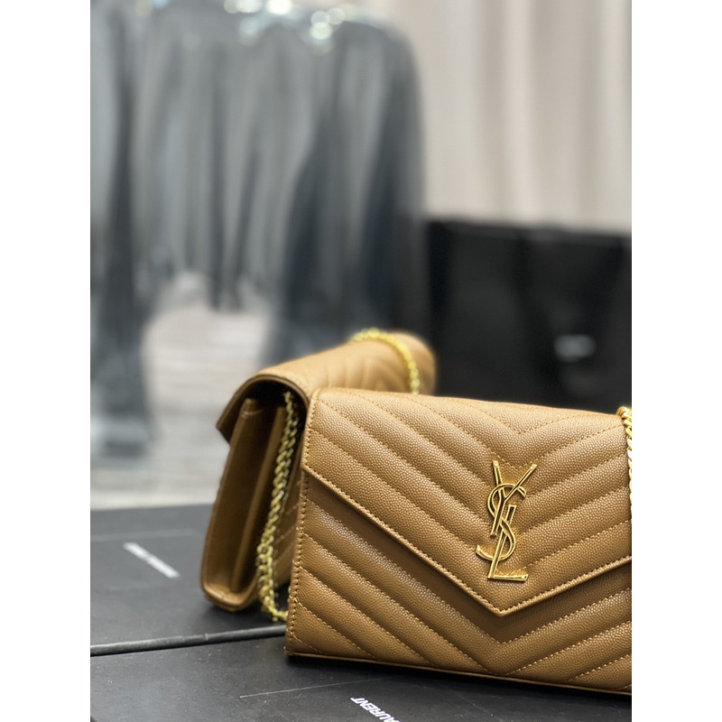 Saint Laurent Monogram Envelope Bag Cinnamon