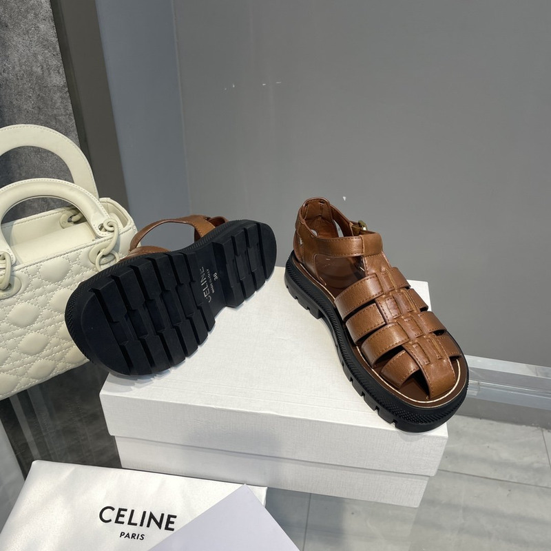 Ce**e clea chunky calfskin sandals dark brown