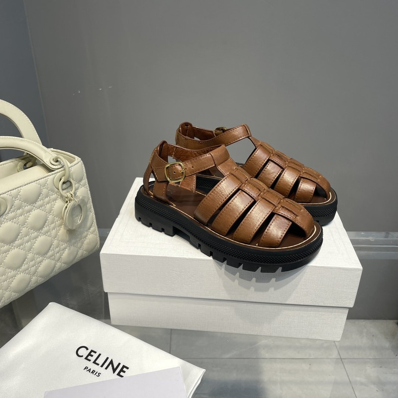 Ce**e clea chunky calfskin sandals dark brown