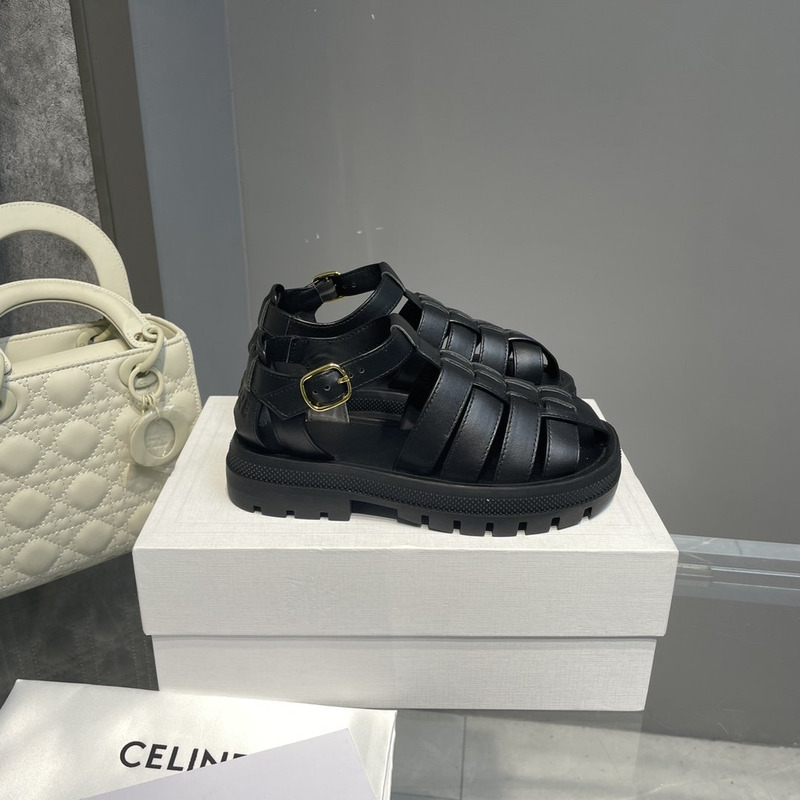 Ce**e clea chunky calfskin sandals black