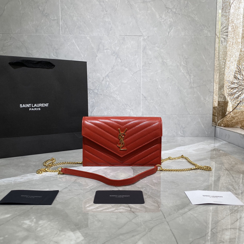 Saint Laurent Loulou Small Quilted Leather Shoulder Bag Red 19x11.5x4cm