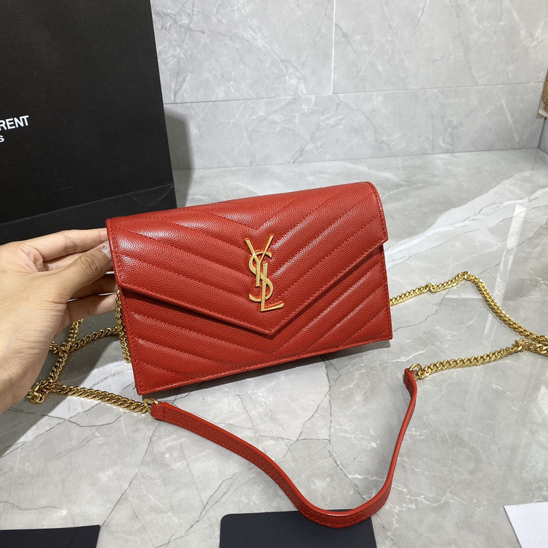 Saint Laurent Loulou Small Quilted Leather Shoulder Bag Red 19x11.5x4cm