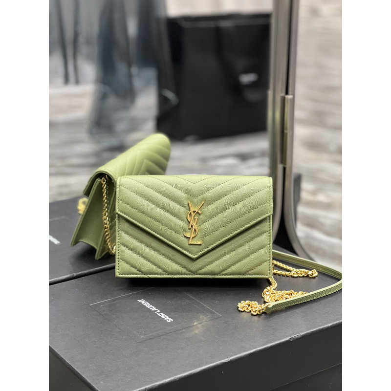 Saint Laurent Loulou Small Quilted Leather Shoulder Bag Green