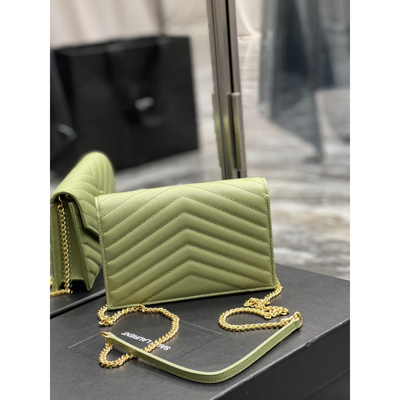 Saint Laurent Loulou Small Quilted Leather Shoulder Bag Green