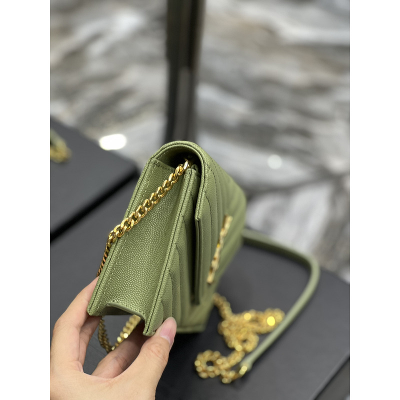 Saint Laurent Loulou Small Quilted Leather Shoulder Bag Green