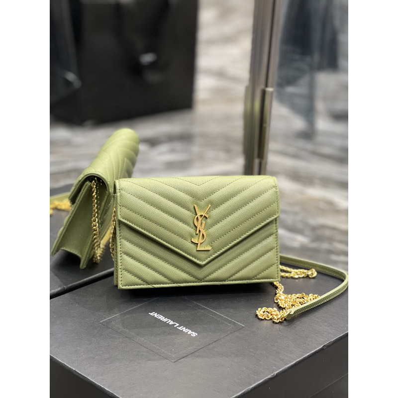 Saint Laurent Loulou Small Quilted Leather Shoulder Bag Green