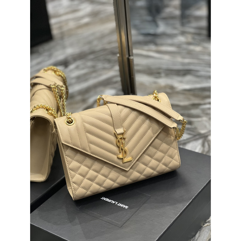 Saint Laurent  Leather Messenger Bag Beige