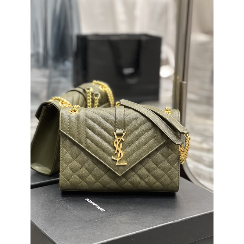 Saint Laurent  Leather Messenger Bag Army Green