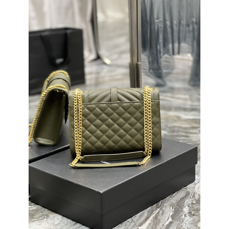 Saint Laurent  Leather Messenger Bag Army Green