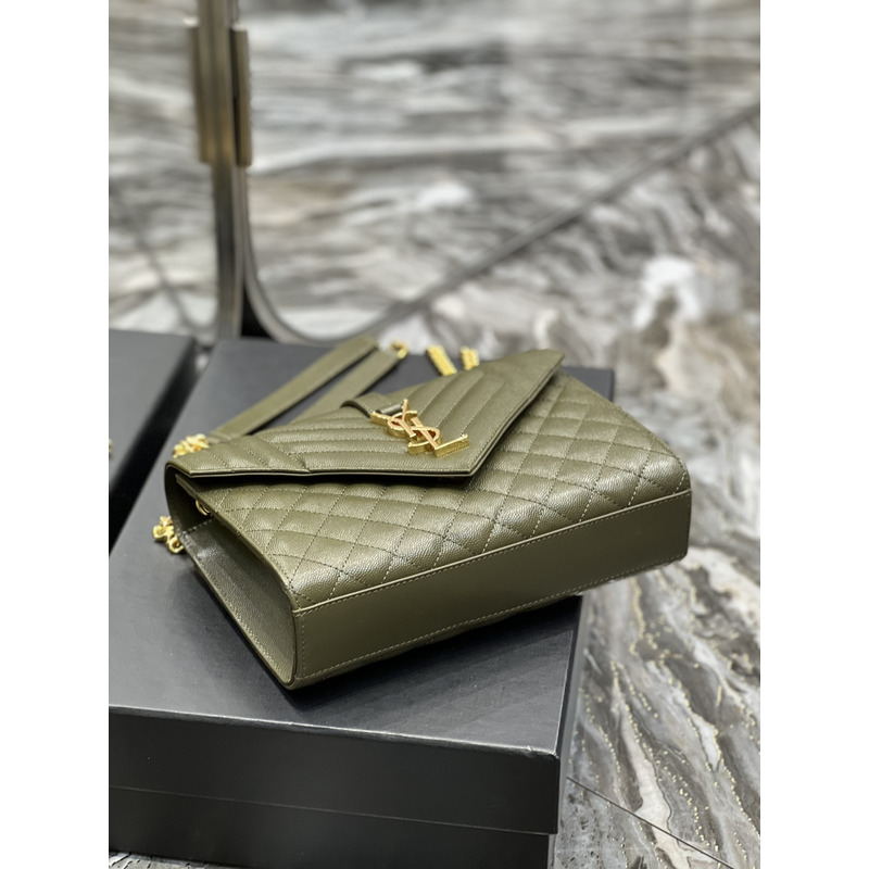 Saint Laurent  Leather Messenger Bag Army Green