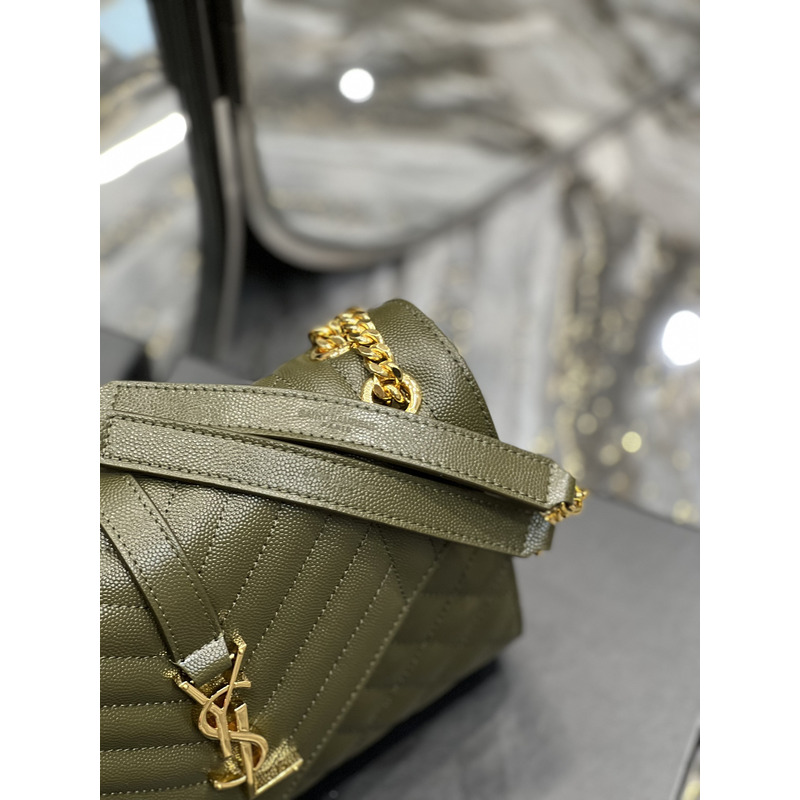 Saint Laurent  Leather Messenger Bag Army Green