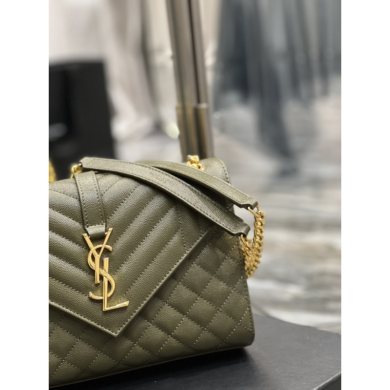 Saint Laurent  Leather Messenger Bag Army Green