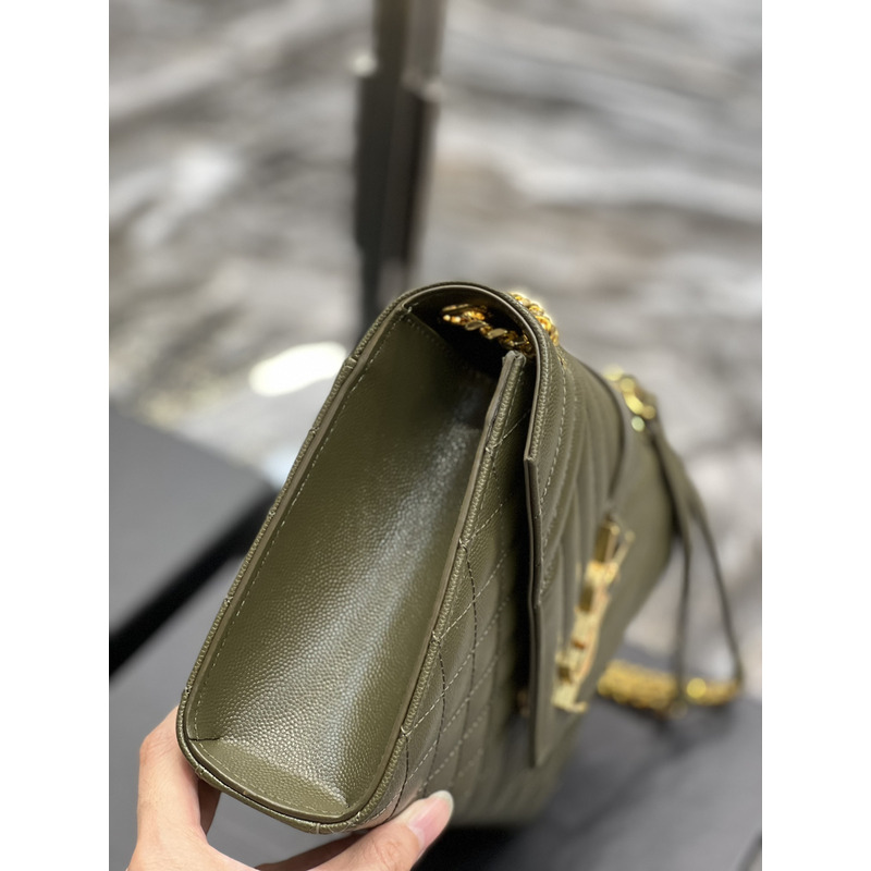 Saint Laurent  Leather Messenger Bag Army Green