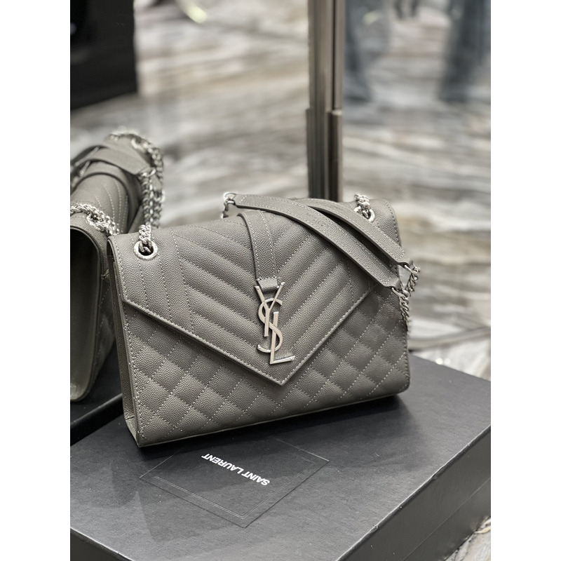 Saint Laurent  Leather Messenger Bag Grey