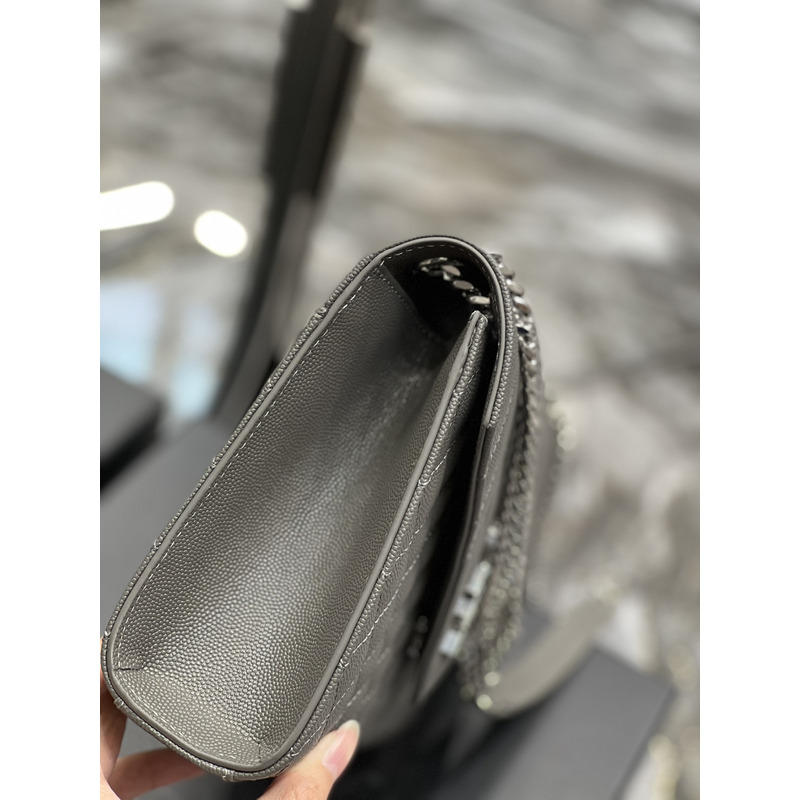 Saint Laurent  Leather Messenger Bag Grey