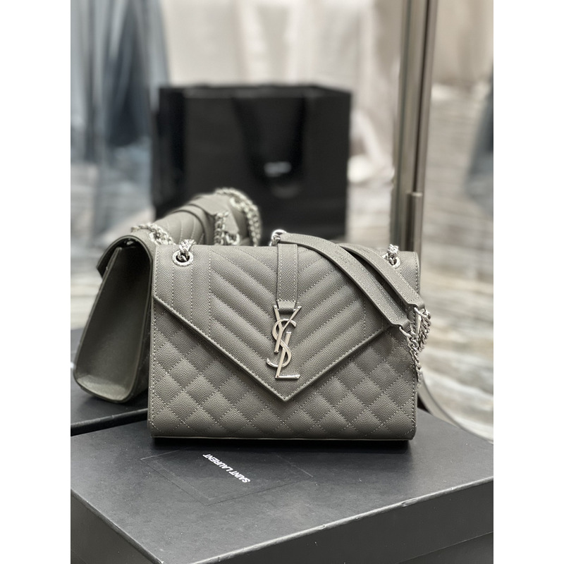 Saint Laurent  Leather Messenger Bag Grey