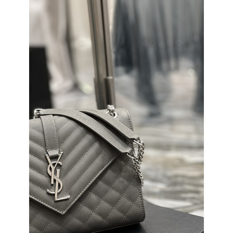 Saint Laurent  Leather Messenger Bag Grey