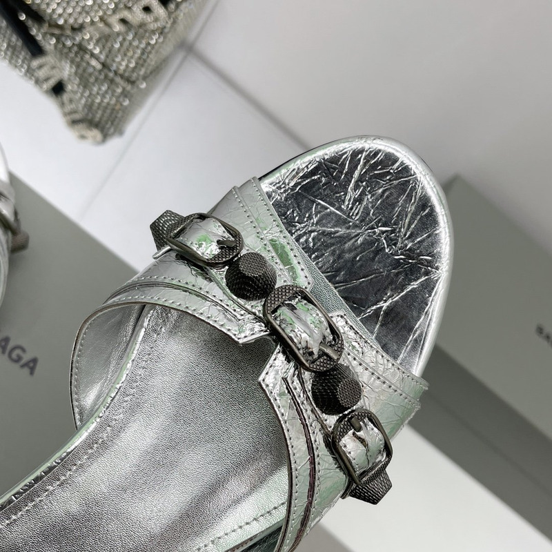 Ba*len*cia*ga leather sandals silver