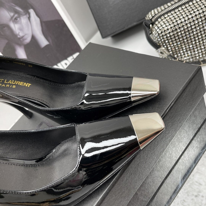 Saint Laurent Patent Leather Metal Toe Pumps