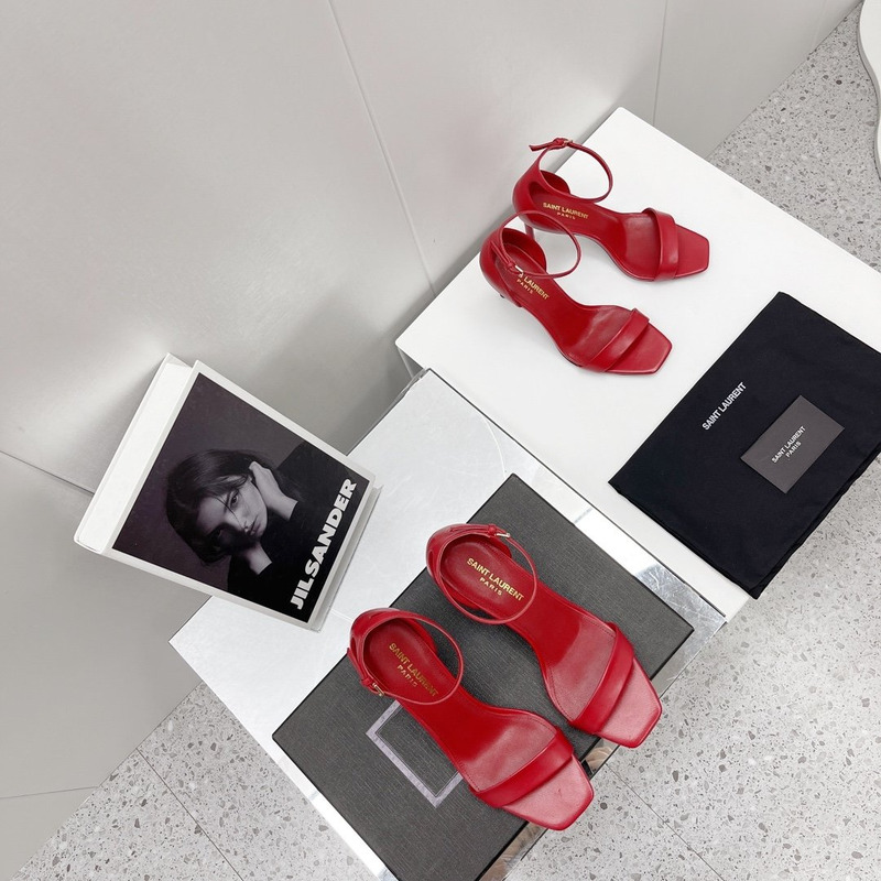 Saint Laurent Amber Leather Sandals Red