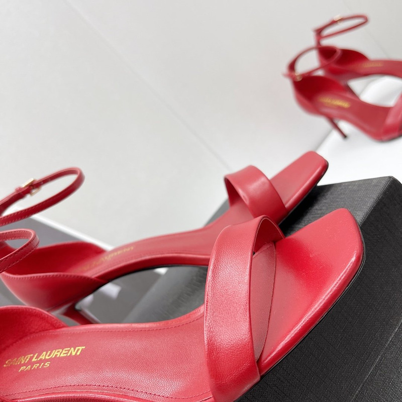 Saint Laurent Amber Leather Sandals Red