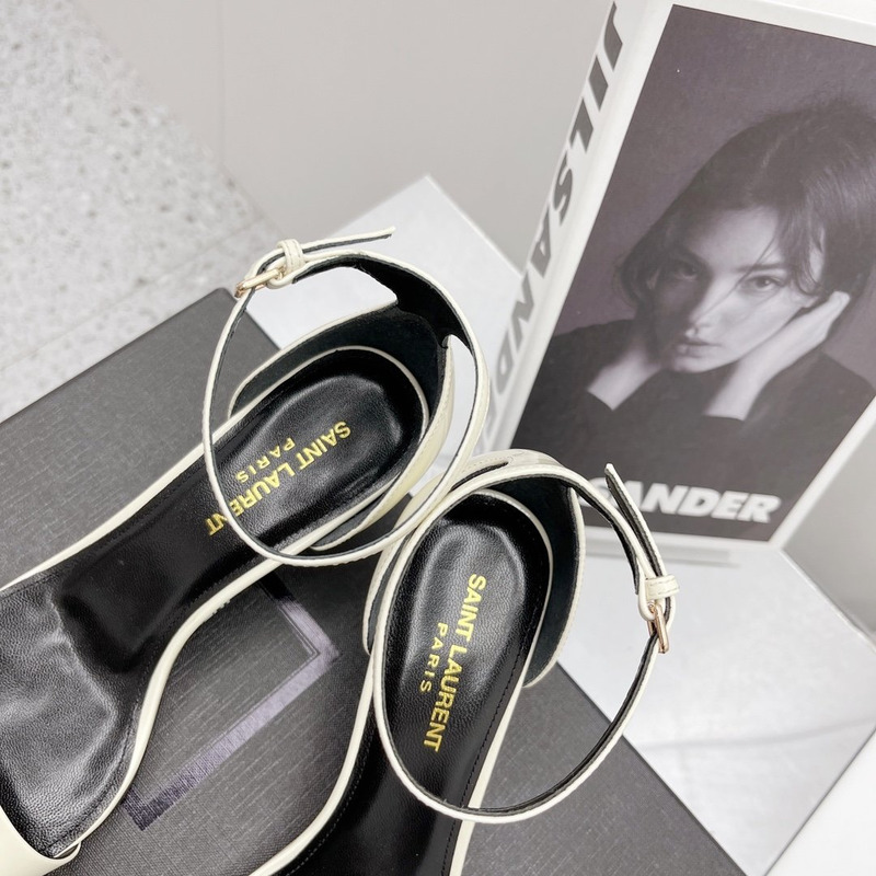 Saint Laurent Amber Leather Sandals White 6.5cm