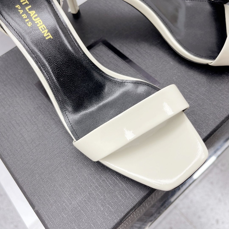 Saint Laurent Amber Leather Sandals White 6.5cm