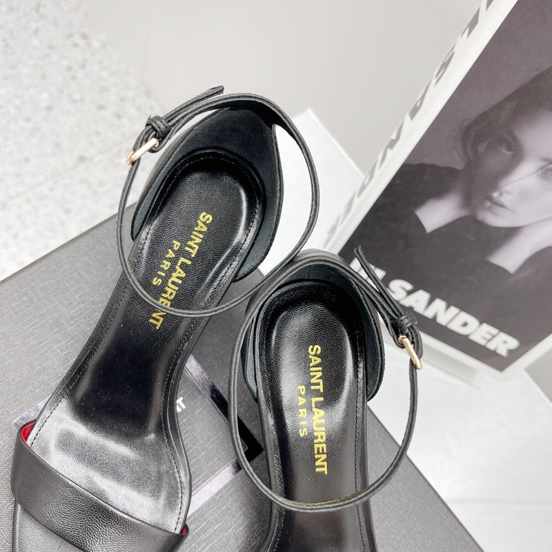 Saint Laurent Matte Leather Sandals Black 6.5cm