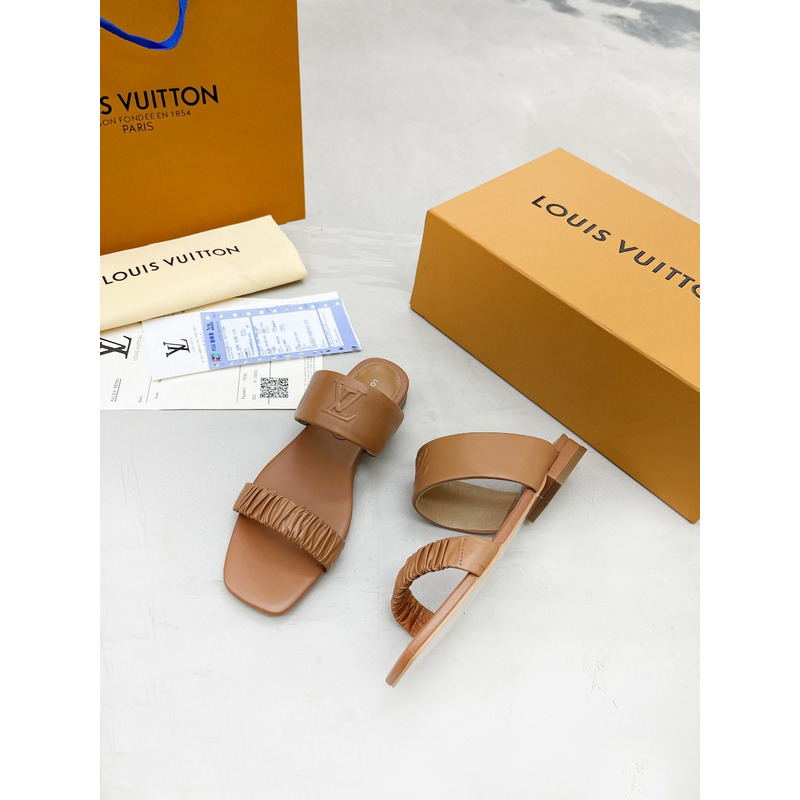 l**is V*t*n square toe flat slippers brown