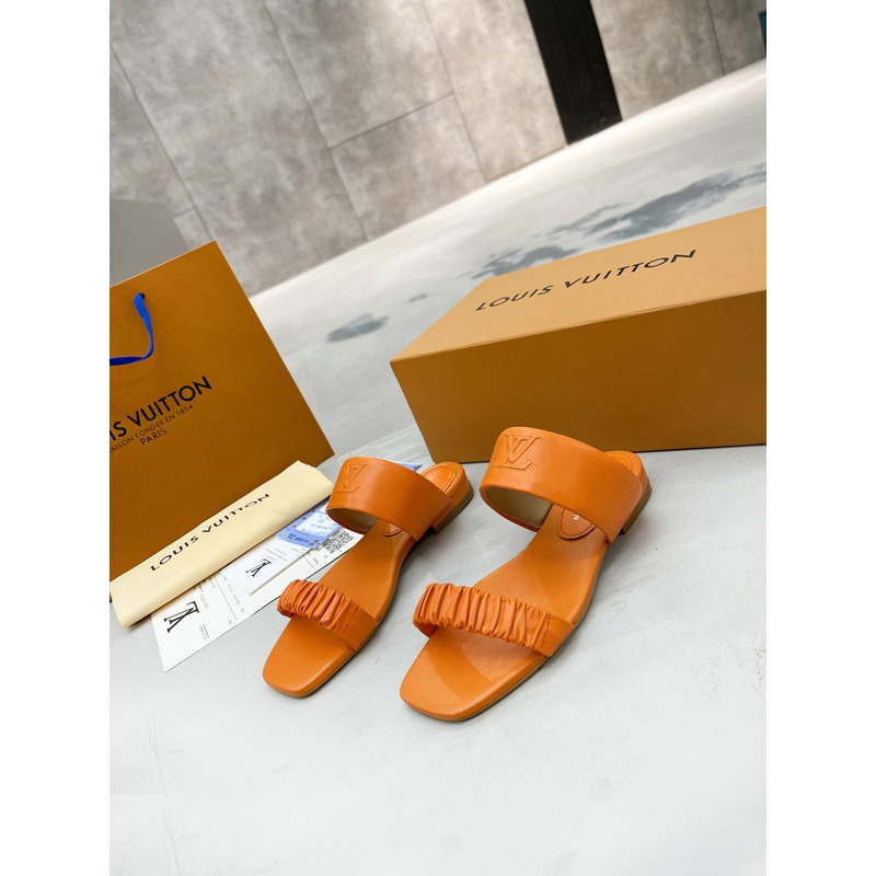 l**is V*t*n square toe flat slippers orange