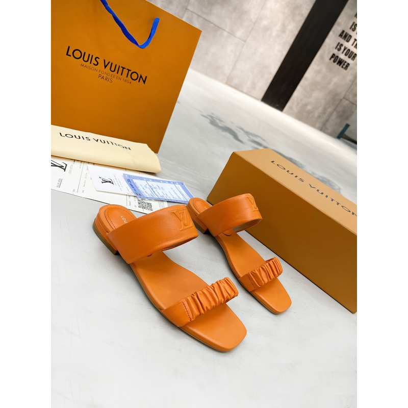 l**is V*t*n square toe flat slippers orange