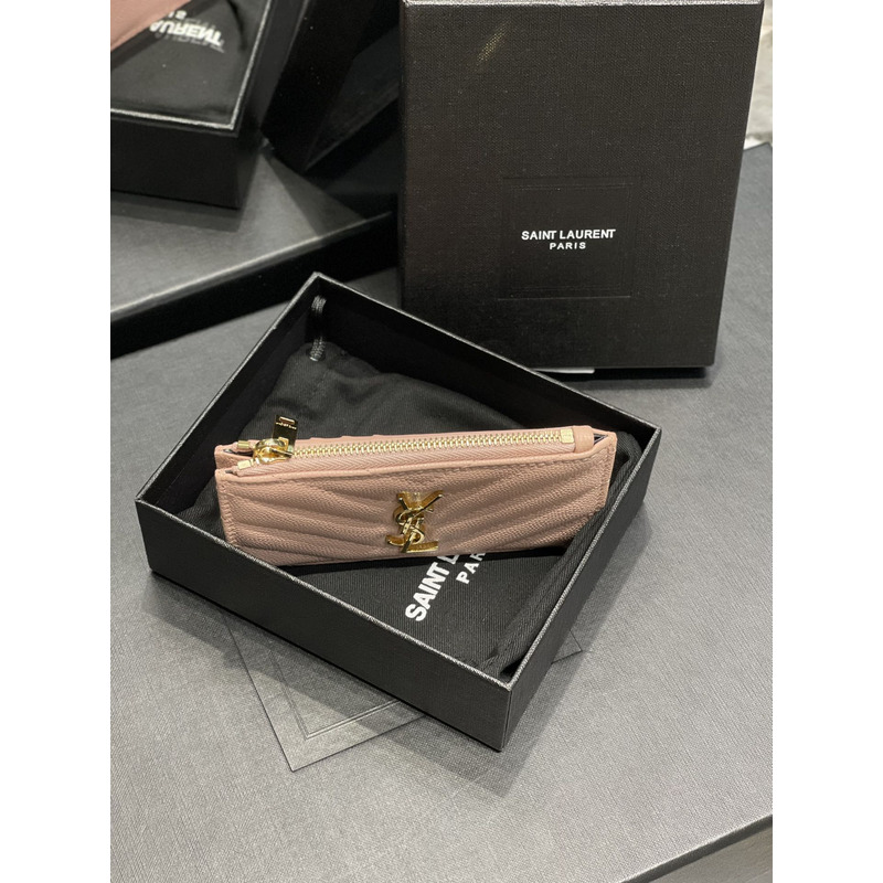 Saint Laurent Monogram Quilted Textured-leather Wallet Pink