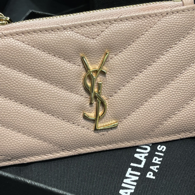 Saint Laurent Monogram Quilted Textured-leather Wallet Pink