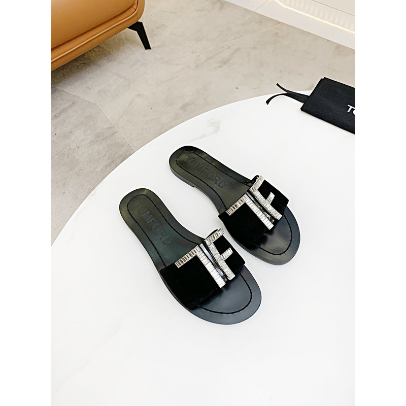 Tom Ford Flip Flops in Genuine Leather Black