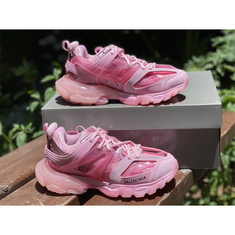 Ba*len*cia*ga track transparent sole sneakers pink